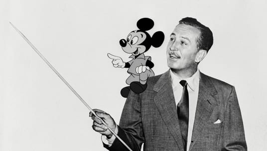 Walt Disney with Mickey Mouse on His Shoulder