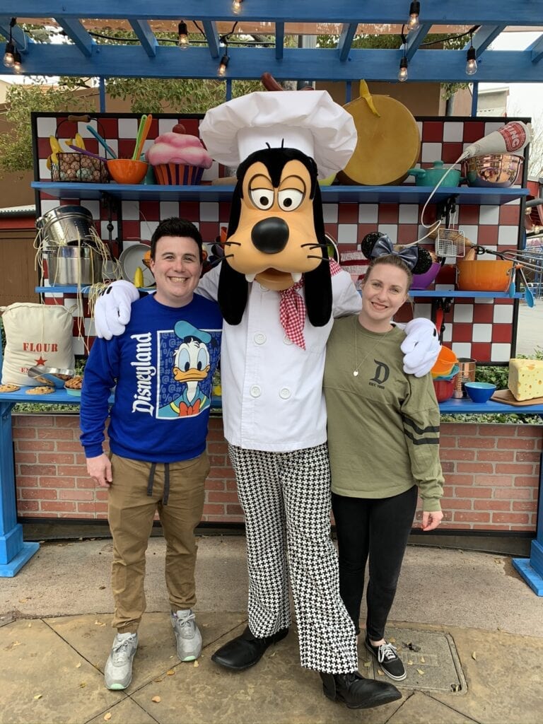 Me and My Wife with Chef Goofy at Disneyland's Food and Wine Festival 2020