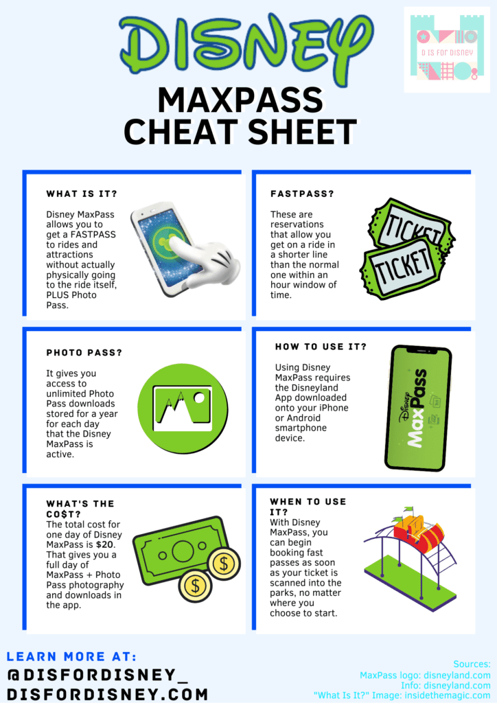 FREE Disney MaxPass Cheatsheet Download Printable