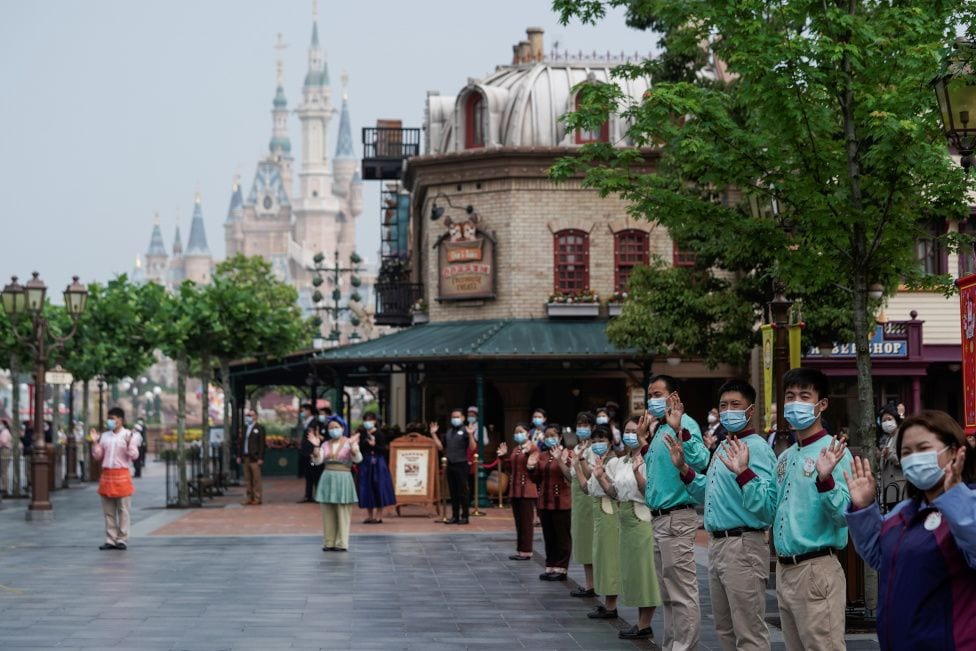 Employees Wearing Masks at Shanghai Disneyland [Source: BBC]