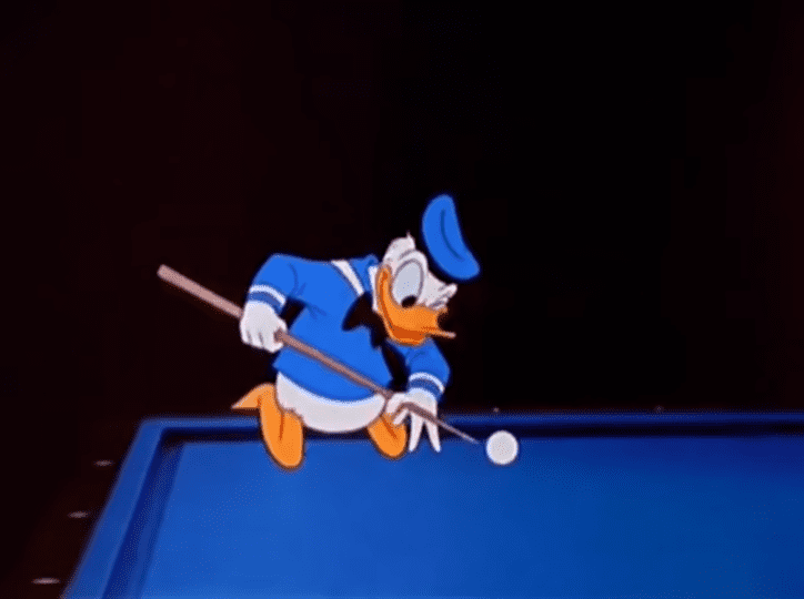 Donald Duck playing Billiards