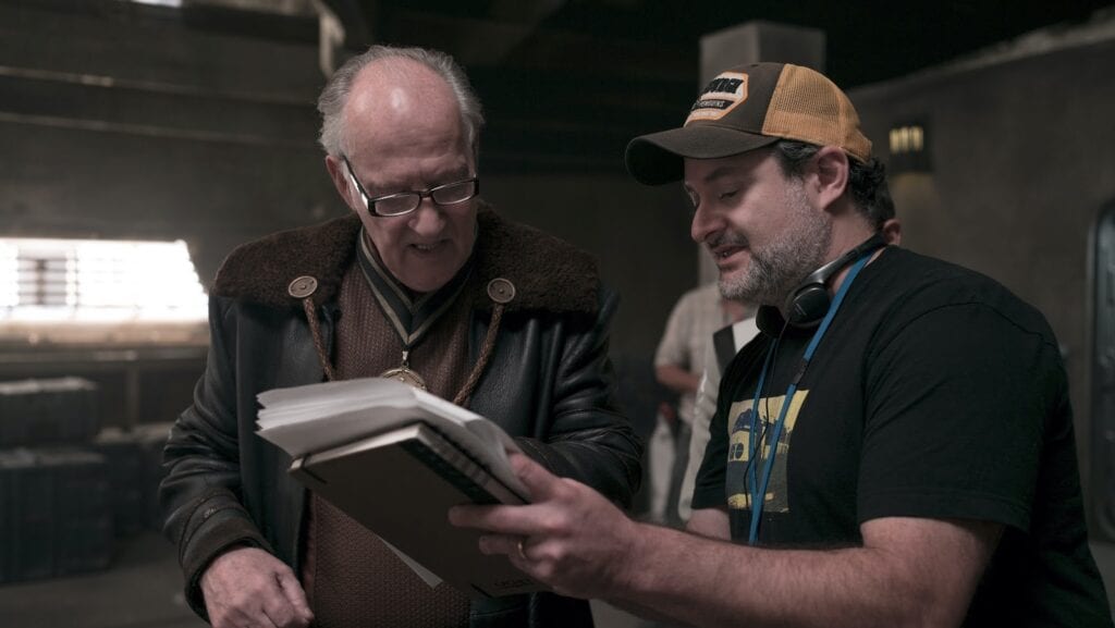 Dave Filoni and Werner Herzog During Filming of The Mandalorian [Source: Disney]