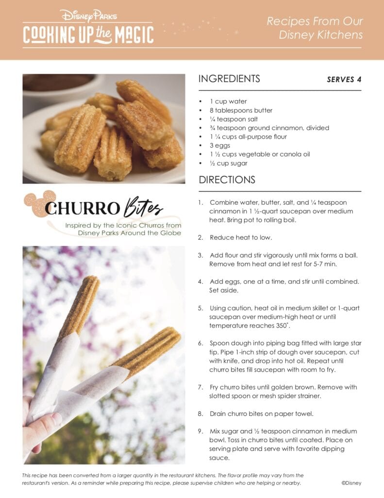 The Official Disney Churro Recipe Download [Source: Disney Parks]