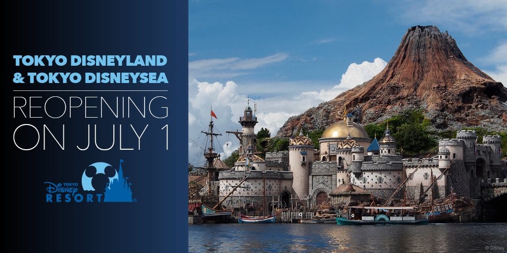 Tokyo Disneyland and DisneySea Reopening Dates Graphic [Source: Disney]