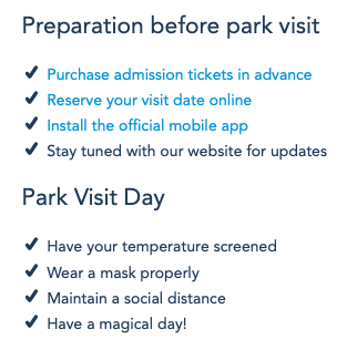 Hong Kong Disneyland Reopening Preparation Checklist [Source: Hong Kong Disneyland]