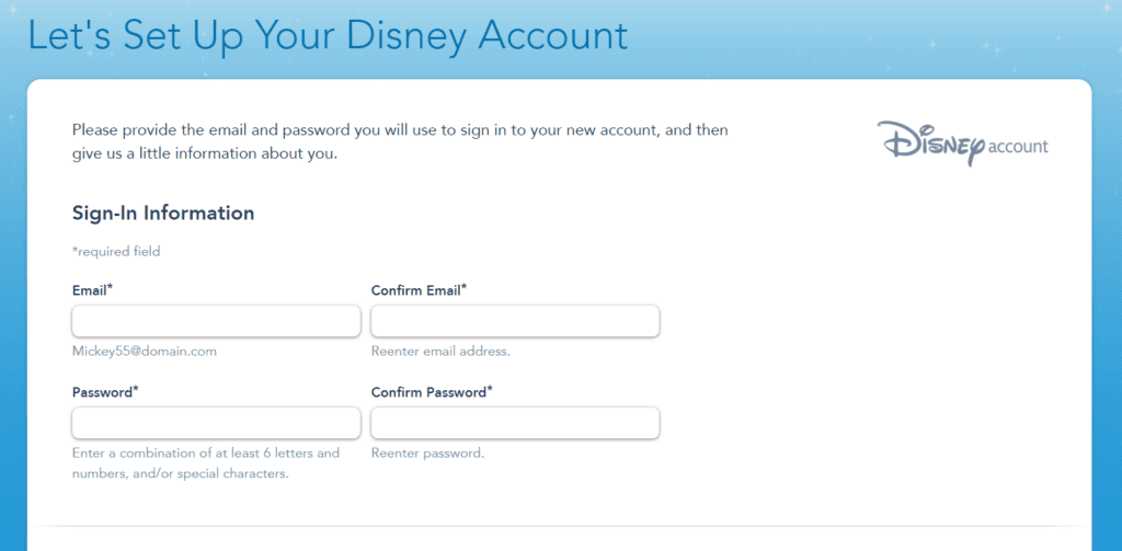 Setting Up A Disney Account