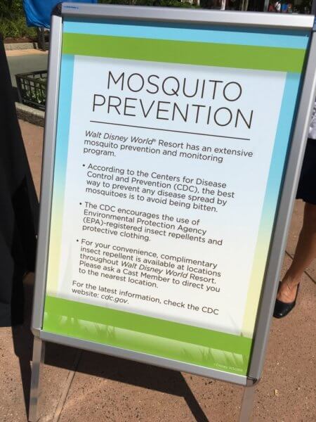 Walt Disney World Resort Mosquito Prevention Signage [Source: Inside the Magic]