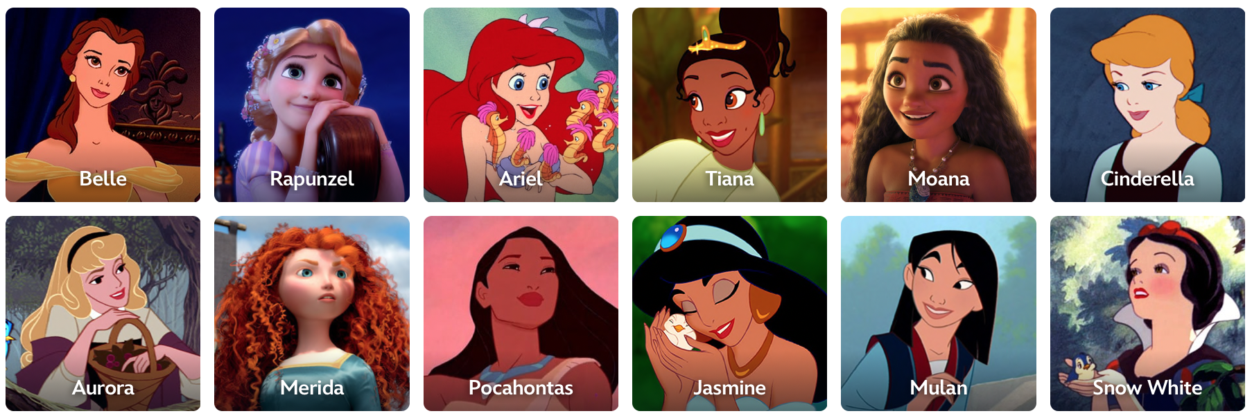 Disney Princess List All of the Disney Princesses in Order