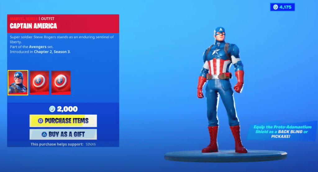 Captain America on Fortnite [Source: YouTube]