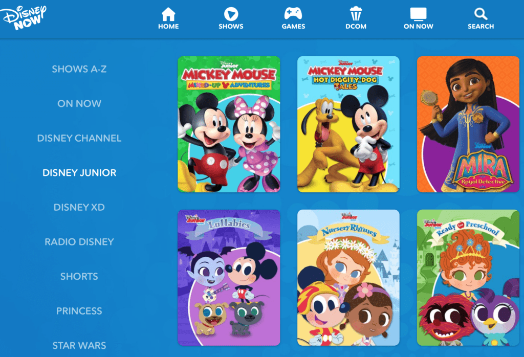 Disney Junior on DisneyNOW [Source: Disney via YouTube]