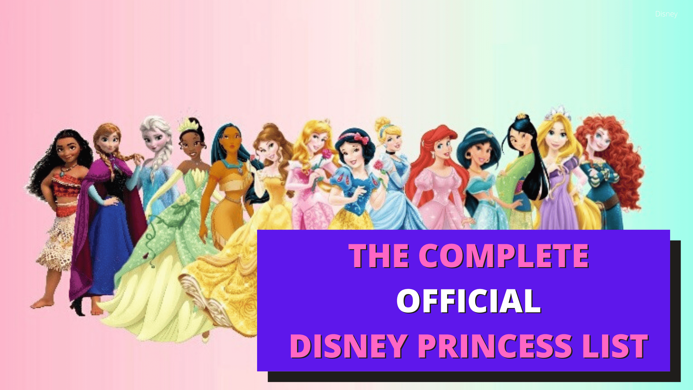 all disney princesses and princes names