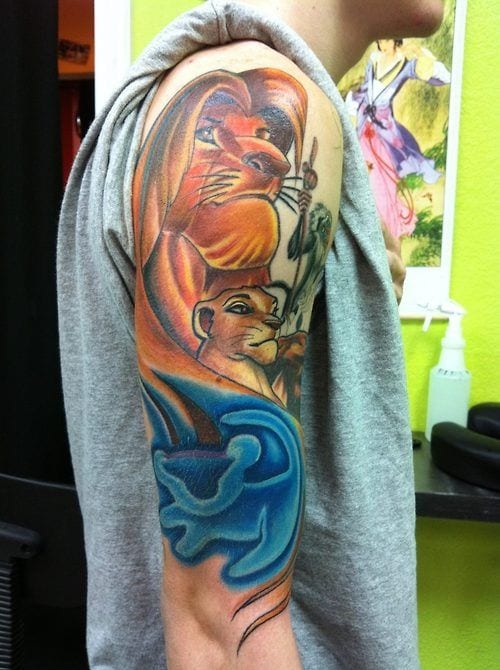 Lion King Sleeve Tattoo [Source: Tattoo Ideas Center]