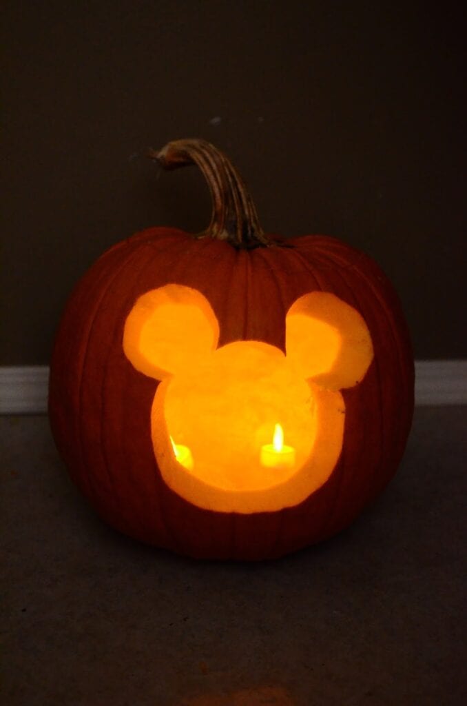 Mickey Mouse Carving Halloween Pumpkins [Source: Johnson Family Blog]