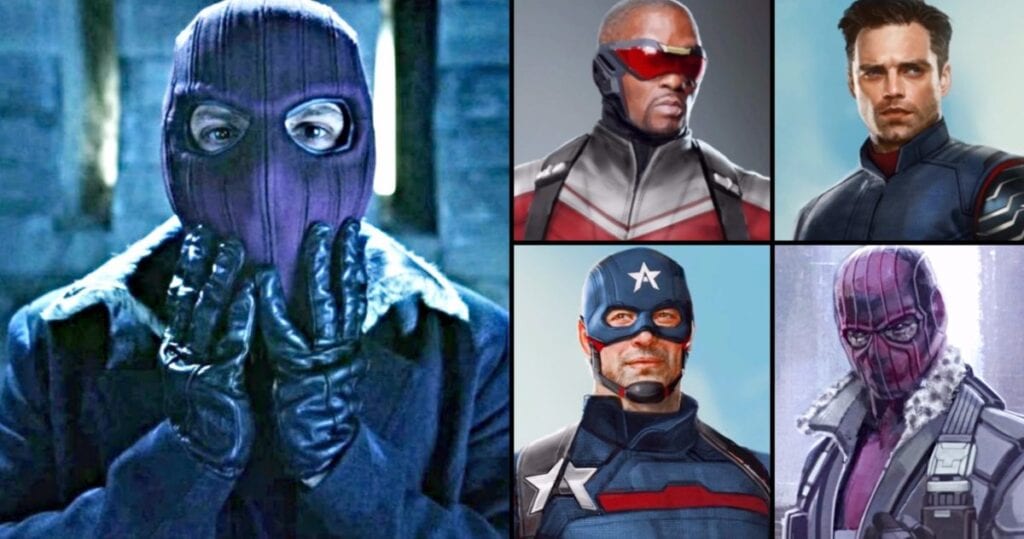 Baron Zemo Mask with Falcon, Captain America, and Bucky Barnes [Source: TVweb]