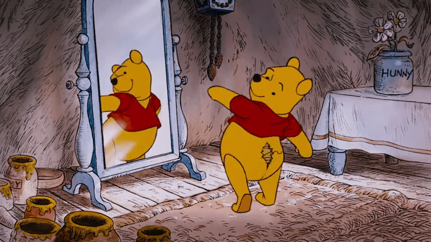 Winnie the Pooh rips the stitching of his bottom [Source: Fandom]