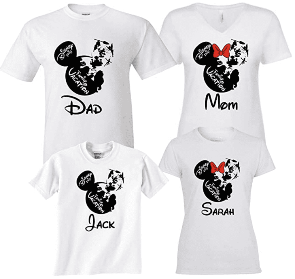 3. Mickey and Minnie Inspired Shirts (With Customizable Names)