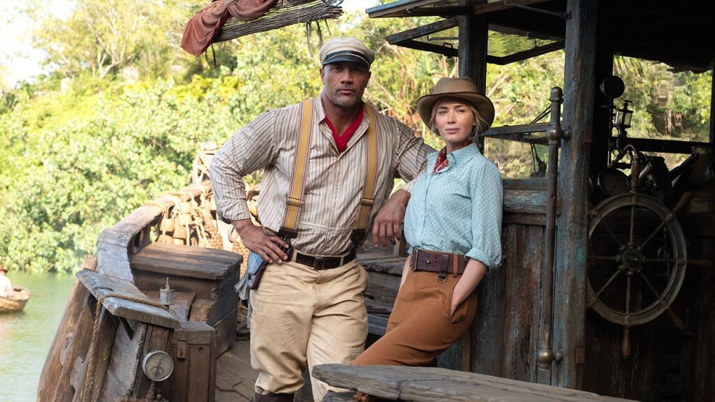 The Rock and Emily Blunt in Jungle Cruise on Disney Plus [Source: Disney]