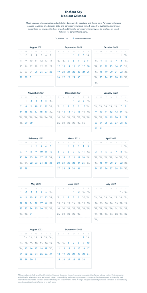 Enchant Key Blockout Dates [Source: Disneyland]