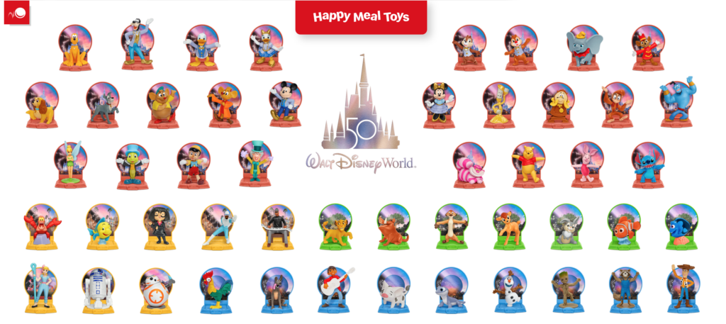 McDonald's 50th Anniversary Disney Toys List [Source: Screenshot via HappyMeal.com]