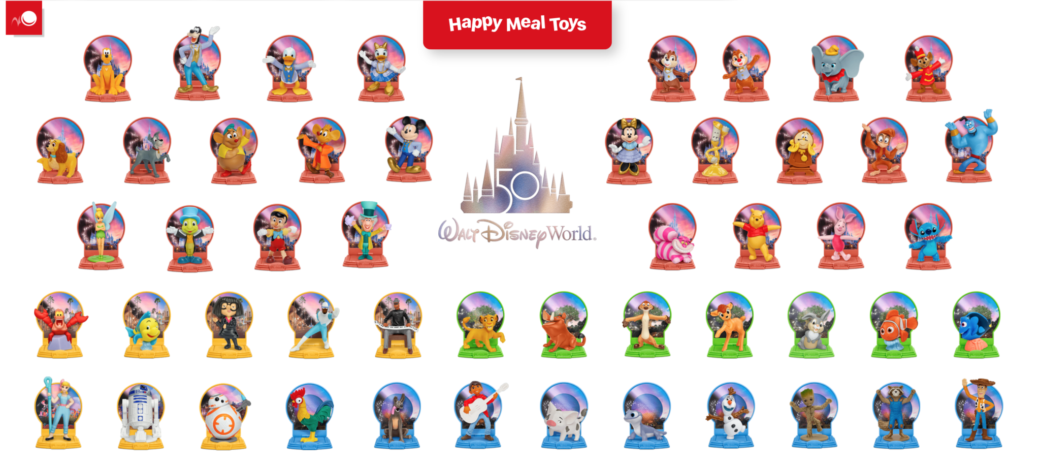 McDonald's Happy Meal 50th Anniversary Disney Toys List (Every Character!)