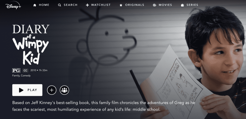 Diary of a Wimpy Kid on Disney Plus [Source: Disney Plus via Screenshot]